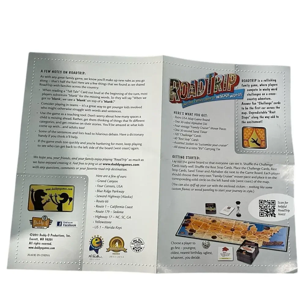 Daddy-O 2010 Road Trip Family Game Travel Themed Excellent Condition Fun Tin Van